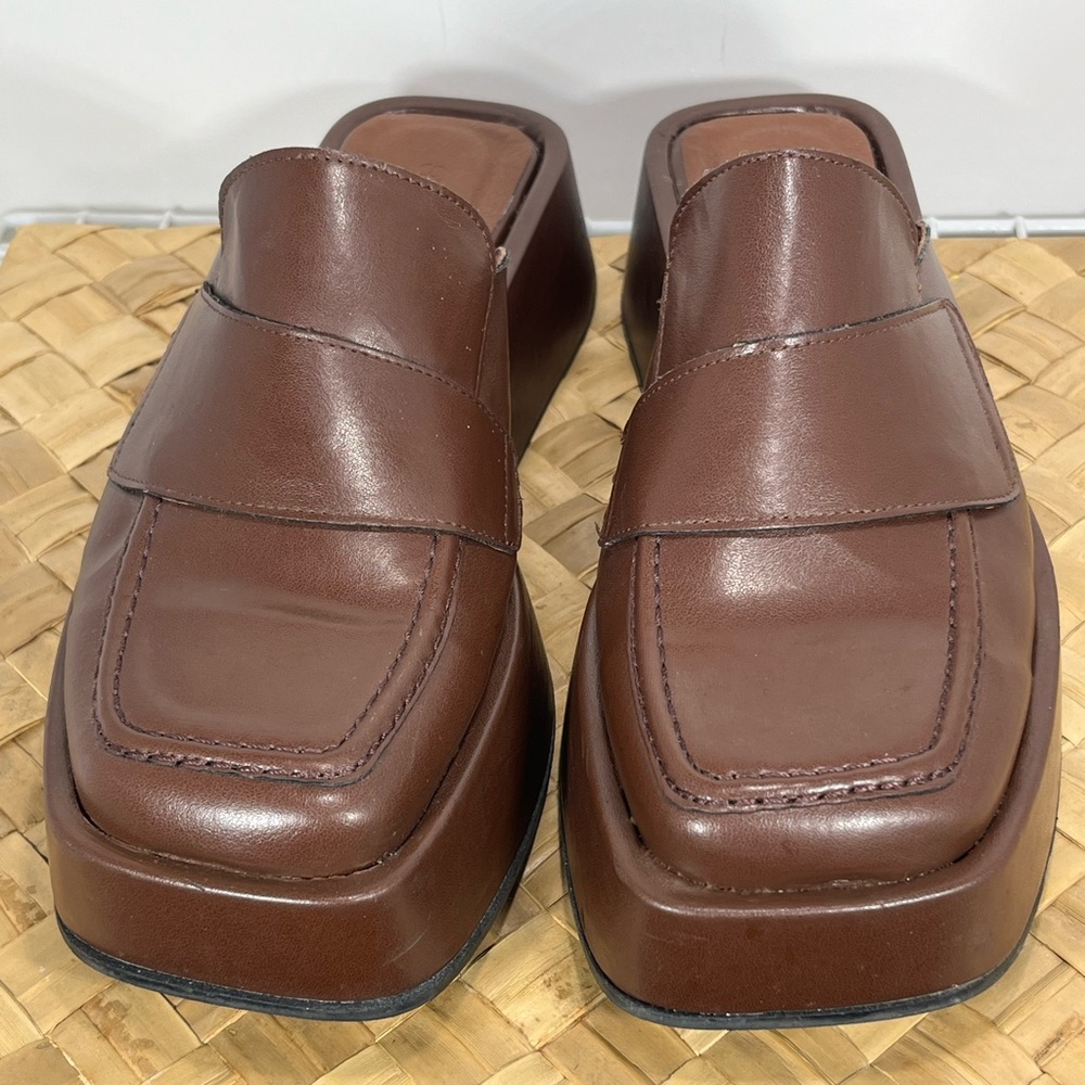 Alohas Svegan Tempera Vegan Leather Dark Brown Platform Mules Shoes Sz 41 US 9.5